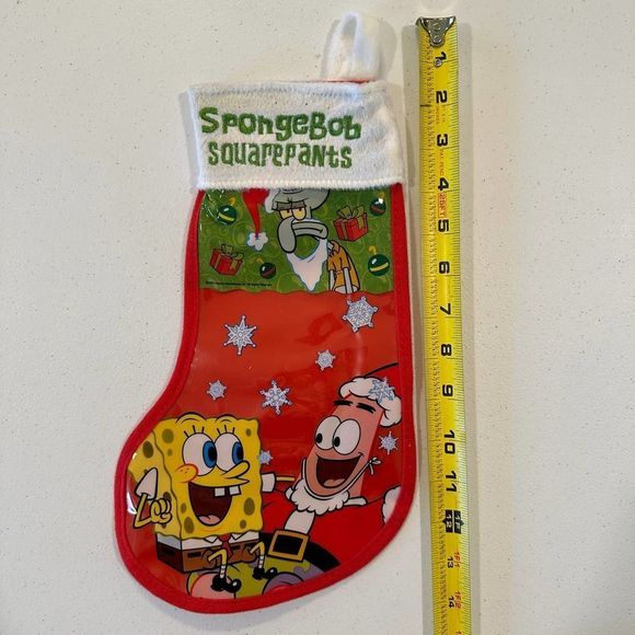 Y2K SpongeBob 2005 Christmas Stocking Plastic Small Rare - Picture 2 of 5